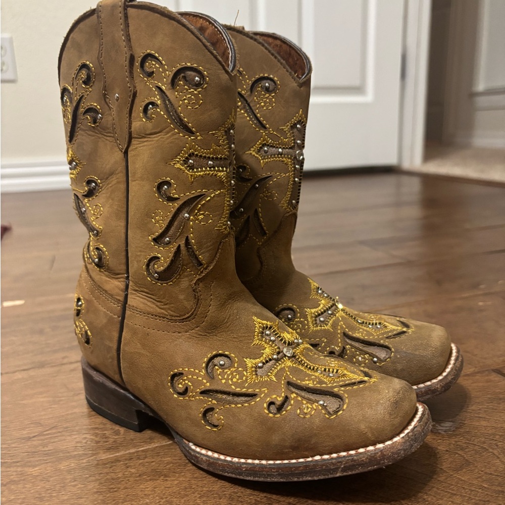 Los Compadres Embroidered Cowboy Boots - Girls Size 11.5